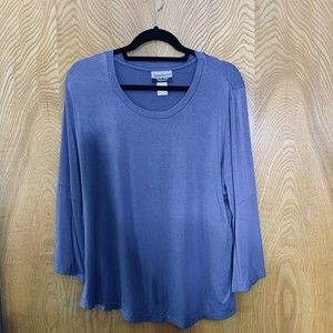 Magellan's Travel Gear Size Large Bell Sleeve Top Women's Stretch Pullover Blue